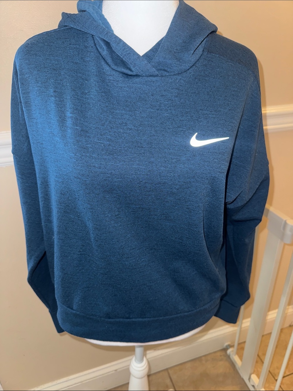 Nike Women's Navy Hooded Crew Sweatshirt with White Swoosh